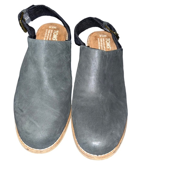 Women Toms Leila Slingback Closed Toes Leather Mule black Shoes Sz 7.5 clogs - Picture 3 of 4